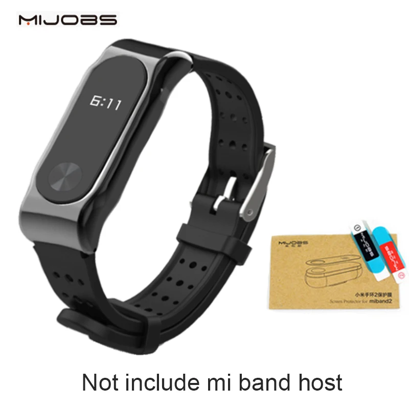 Black Add film Xiaomi mi Band 2 Браслет ремешок mi band 2 спортивный браслет металлический ремешок сменный смарт-браслет аксессуары для mi Band 2 - Цвет: Black Add film