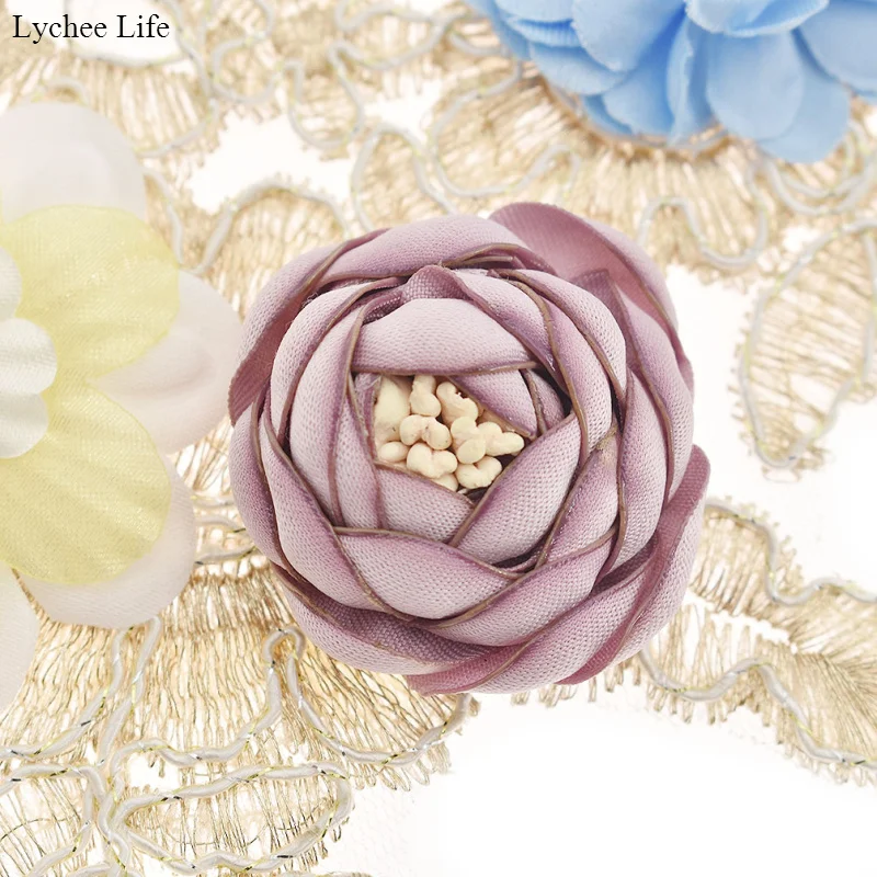 Lychee Life Fashion DIY 3D вышитый цветок Кружевная аппликация ручная работа шитье