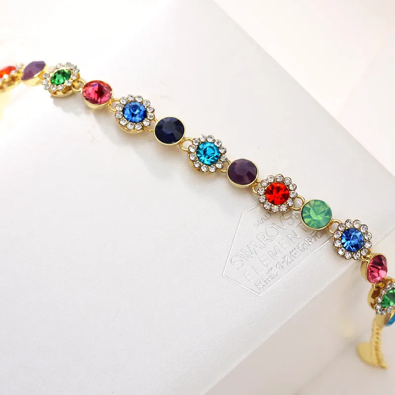 Neoglory кристалл и стразы очаровательный браслет красочные цветочные бусины