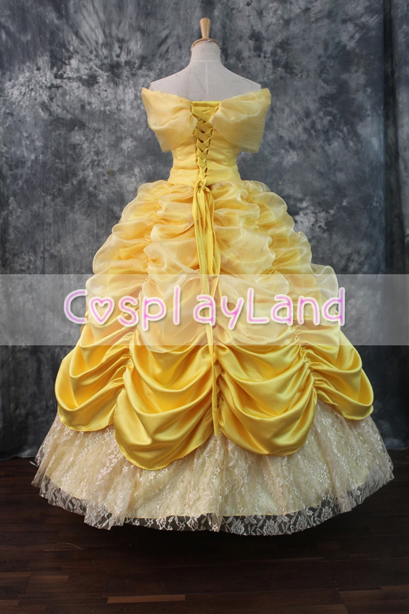 Желтое платье принцессы Белль маскарадный костюм на Хэллоуин с открытыми