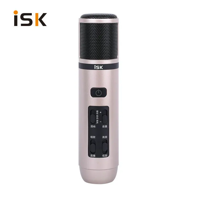 Champagne gold ISK IM6 Портативный мини Мобильный микрофон для караоке конденсаторный студийный 3,5 мм разъем регулятор громкости ручной ретро для телефона VS SGC-598 - Цвет: Champagne gold