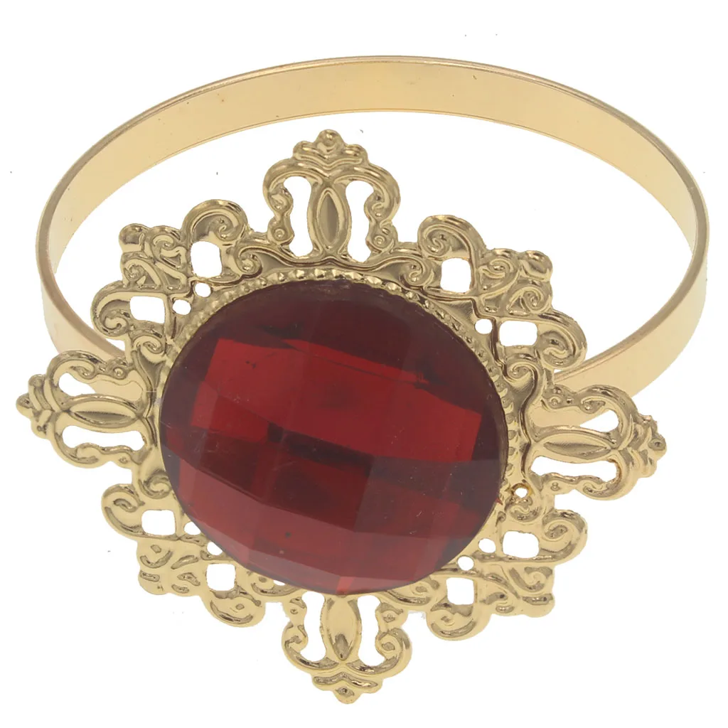 Deep red acryl 24 шт золотые кольца для салфеток для свадеб кухонный стол акриловый держатель салфетки для ужина прибор украшение из страз серваторное кольцо - Цвет: Deep red acryl
