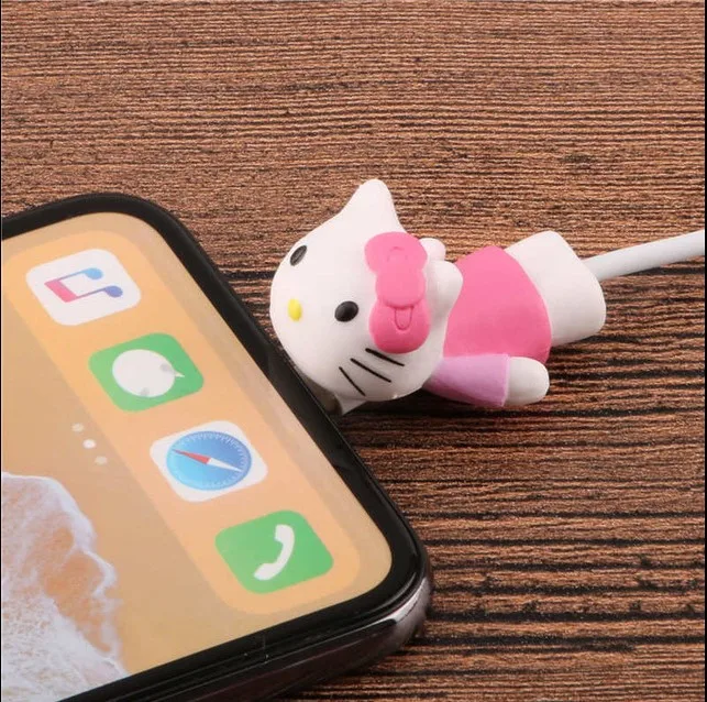Pink KT Кукла животного из мультфильма, кабель для защиты от укуса, органайзер для намотки, держатель для провода для iPhone 5 6s 7 8 plus x Кабель - Цвет: Pink KT