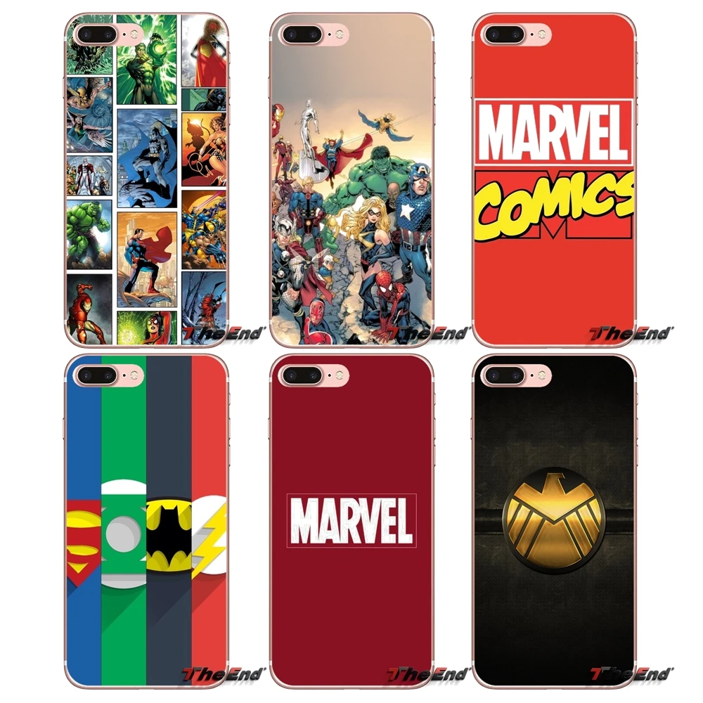Для iPhone X 4 4S 5 5S 5C SE 6 S 7 8 плюс samsung Galaxy J1 J3 J5 J7 A3 A5 2016 2017 Marvel Comics аксессуар логотип
