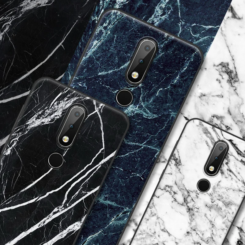 For Nokia X6 Case Shockproof Wood Grain Cover Soft TPU 6.1 Plus 2018 5.8&quot Painted Protective Shield |