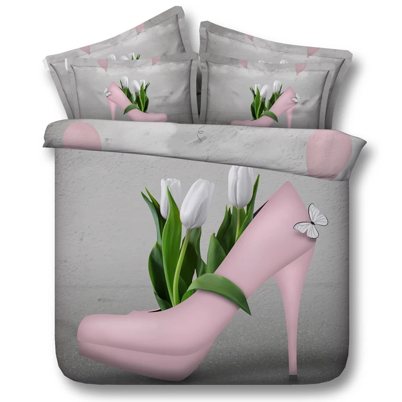 Туфли на высоком каблуке с цветочным 3D принтом постельное белье простыни