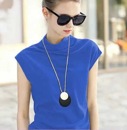 Летние топы новинка однотонная свободная футболка без рукавов с высоким