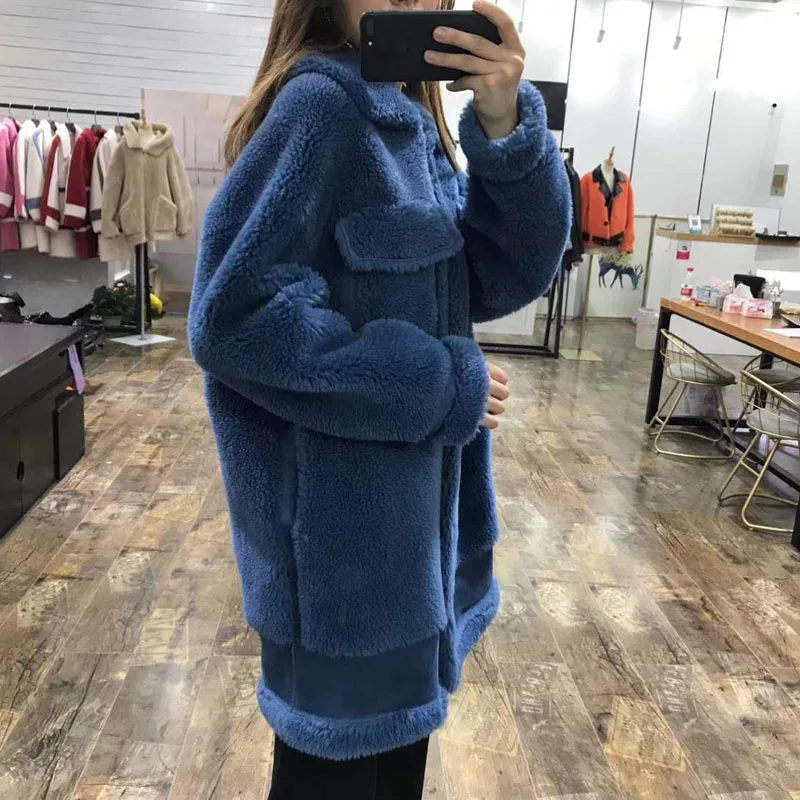 Высокое качество abrigos mujer 70% куртка из натурального шерстяного меха искусственная кожа Праздничная женская одежда зимняя парка овечий мех длинная корейский стиль