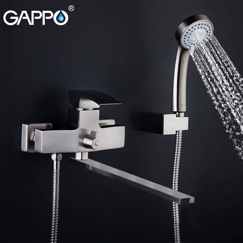 GAPPO 180 градусов вращающийся длинный смеситель для ванны с изливом с ручной душевой щеткой поверхность отделка ванны Краны смеситель для душа