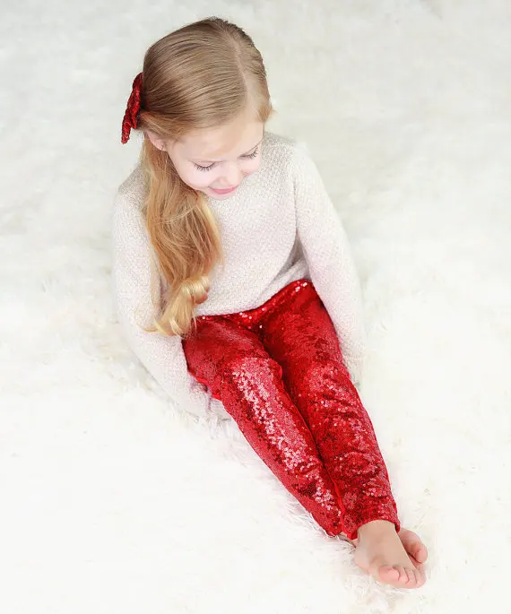 Штаны с блестками для девочек красные штаны золотыми леггинсы пайетками золотые