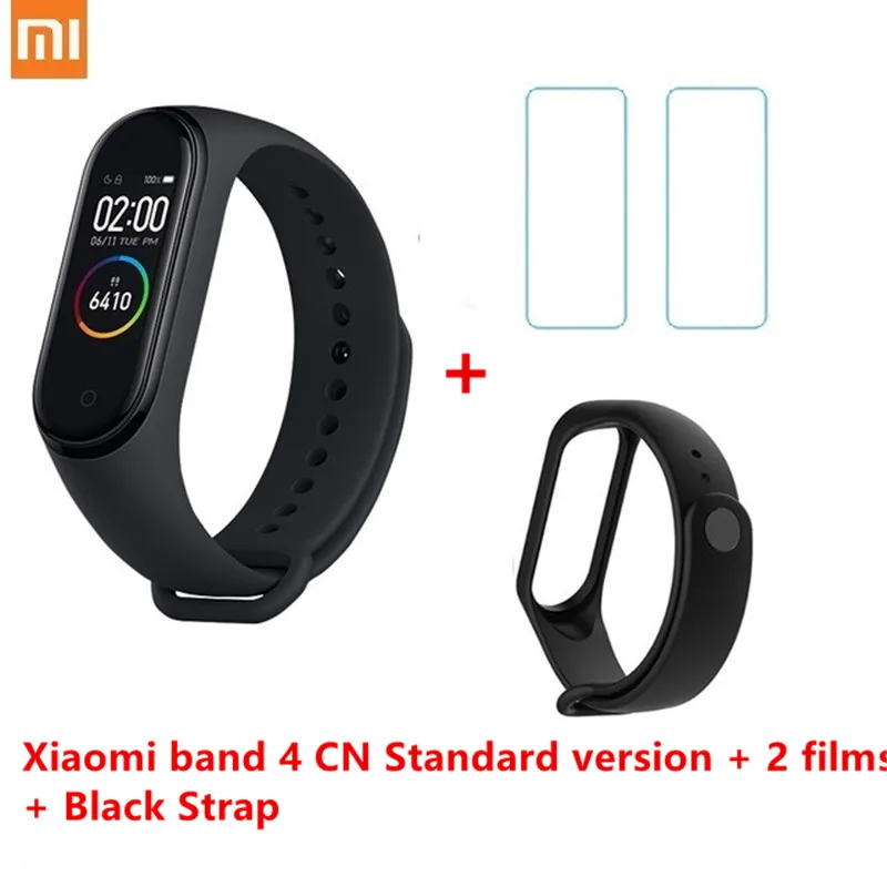4 n 2 fil n blac str Xiaomi Mi band 4 smart AI фитнес-трекер для измерения сердечного ритма 50 м водонепроницаемый сенсорный цветной экран Bluetooth 5,0 браслет - Цвет: 4 n 2 fil n blac str