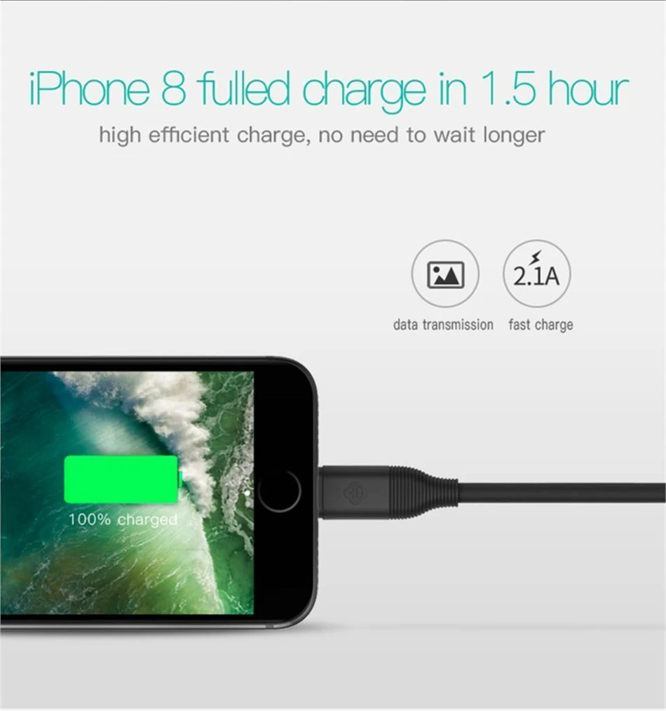 Для Lightning iPhone короткий кабель 25 см Черный Micro usb type C дата-провод зарядный шнур 2.1A Быстрая зарядка мобильный телефон зарядное устройство кабель