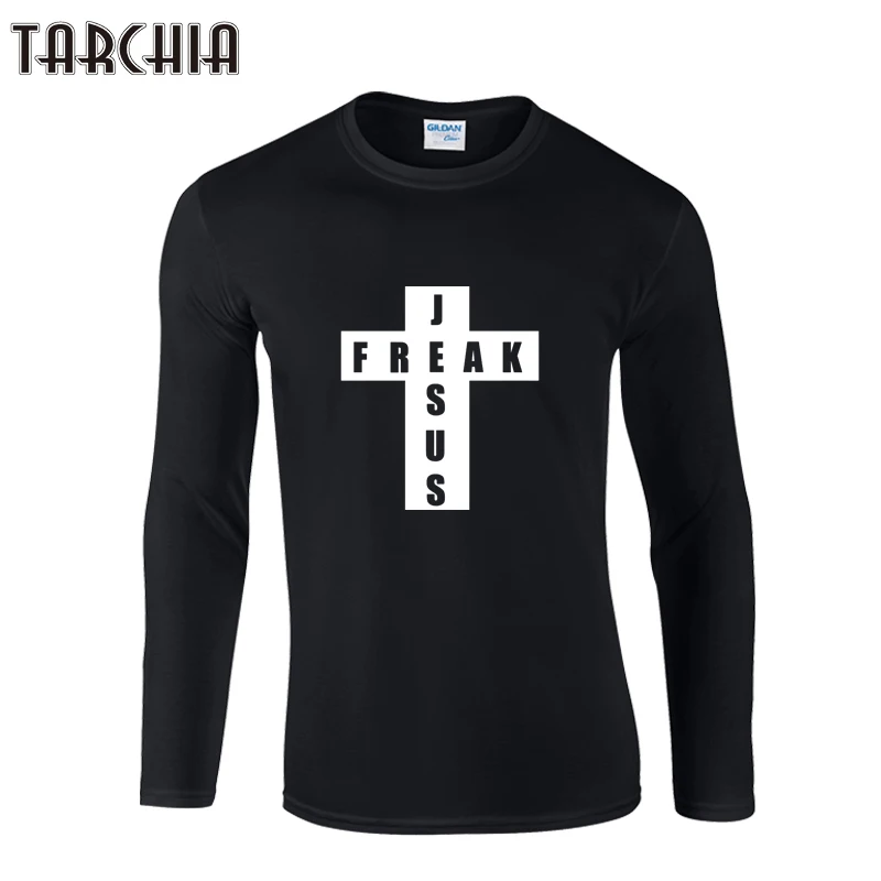

TARCHIA Autumn New Brand Fashion Cross Print Skateboard Streetwear Cotton Man T-shirts Tops Tees Long Sleeve Casual T Shirts