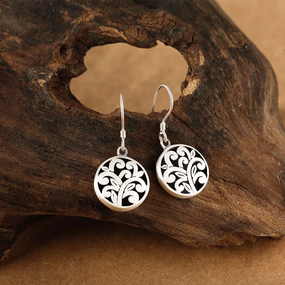 Round Shape Earrings SA SILVERAGE 925 Висячие серьги из серебра 925 пробы, Винтажные серьги для женщин, этнические ювелирные изделия, длинные висячие вечерние серьги, наборы для женщин - Цвет камня: Round Shape Earrings