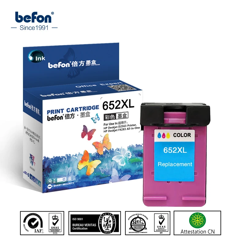 Совместимый картридж befon 652XL замена цветного чернильного картриджа HP 652 для Deskjet