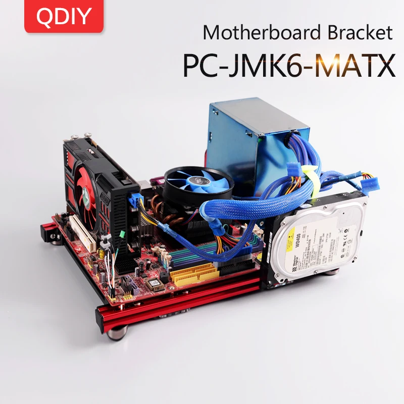 QDIY PC-JMK6 MicroATX алюминиевый сплав горизонтальный полный Открытый Чехол для компьютера шасси для DIY плеера