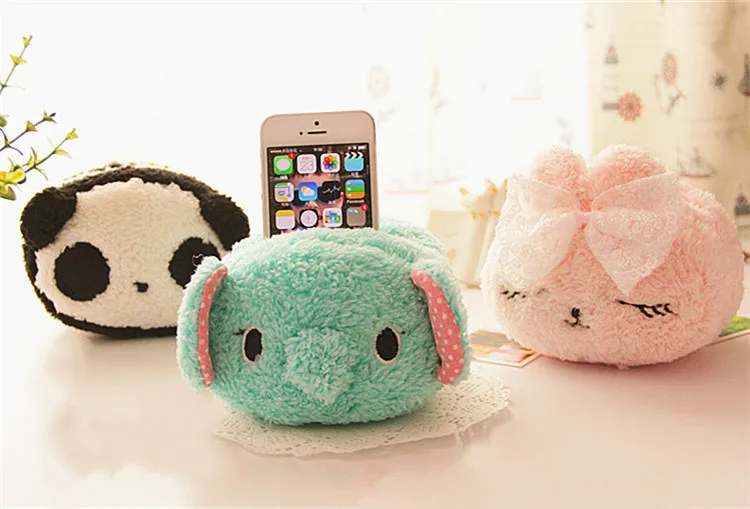 KAWAII корея синий панда слон кролик мобильный телефон подставка плюшевые мягкие