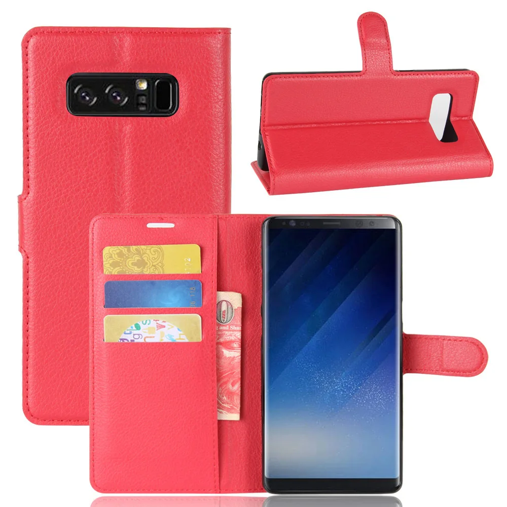 30pcs/lot free shipping Lychee wallet leather PU+TPU cover case card holder for Samsung galaxy note 8 | Мобильные телефоны и
