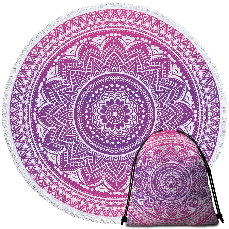 Постельное белье Outlet Boho Мандала круглое пляжное полотенце розовая кисточка гобелен для девочек йога коврик богемный цветочный принт Toalla одеяло 150 см