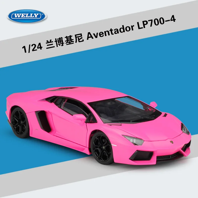 Pink WELLY 1:24 моделирование Классическая игрушечная машинка литая под давлением модель автомобиля Lamborghin Aventador LP700 автомобиль из металлического сплава для мальчиков Коллекция подарков - Цвет: Pink