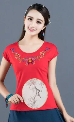 Футболка размера плюс 5XL Топы Винтаж Camisetas Mujer летний топ футболка женская рубашка Харадзюку Feminina вышивка - Цвет: Red 9999