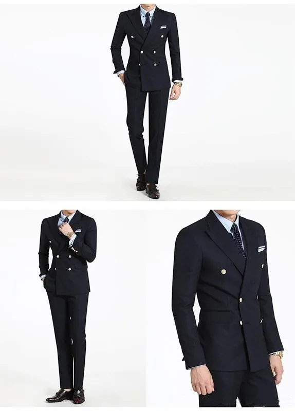 Последние пальто брюки дизайн 2017 черный Slim Fit двубортный Свадебный костюм жениха