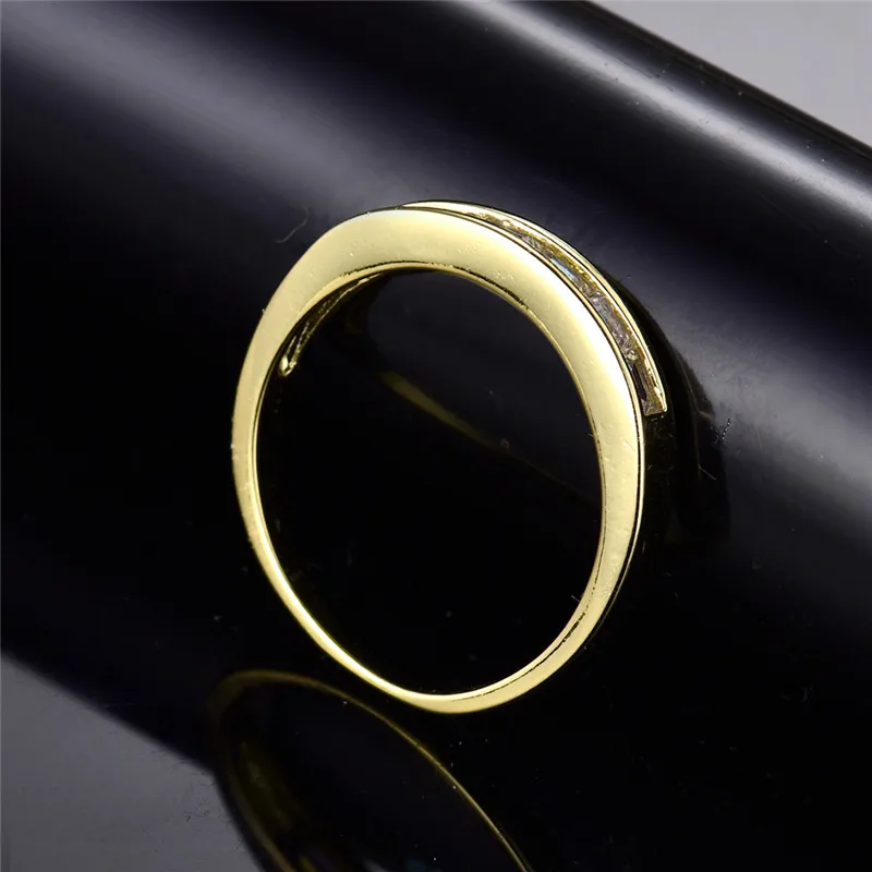 Женское кольцо для свадьбы BUDONG желтое/Золотое с фианитом и кристаллами 2017 |