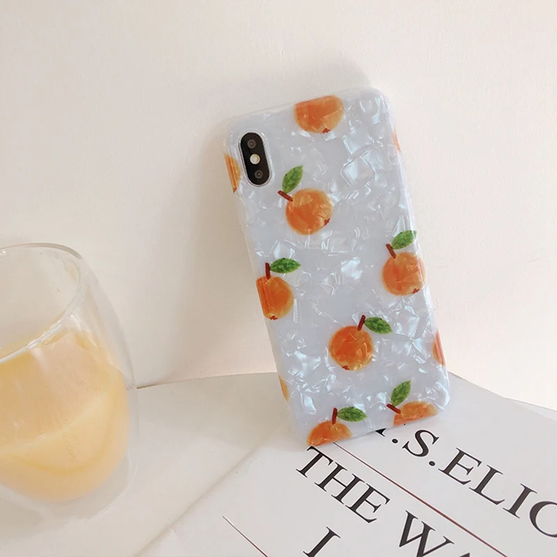 Ultra-thin Orange Shell Pattern Phone Case for iphone 6 6s 7 8 Plus All-inclusive Fall Korean Women's XS Max XR X Soft Cover |