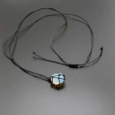 opal blk Модное индивидуальное ожерелье, натуральная подвеска в виде каменного маятника, кристальная подвеска, ожерелье с сеткой, ожерелье для йоги, ювелирные изделия для мужчин и wo мужчин - Окраска металла: opal blk