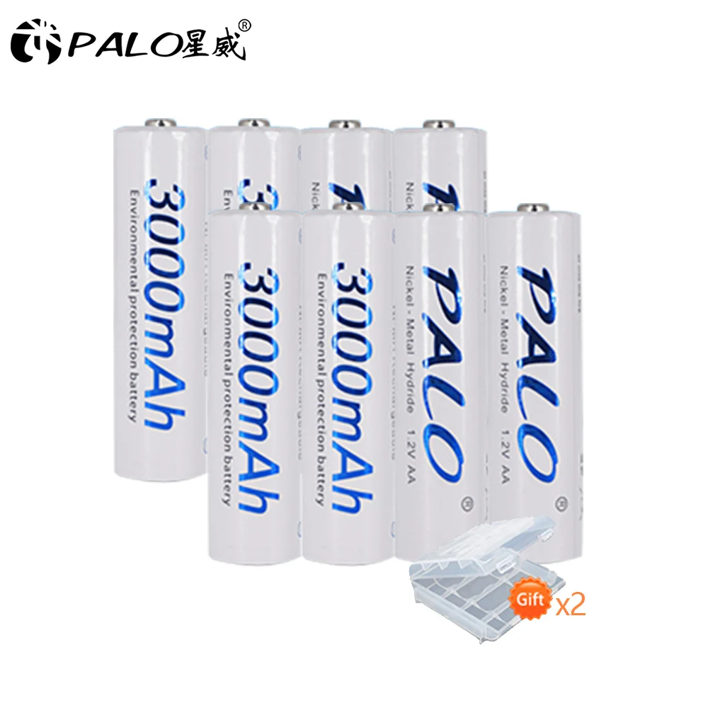 8pcs AA PALO 4 шт. aa 2a AA Аккумуляторная батарея 1,2 в AA 3000 мАч Ni-MH предварительно Заряженная аккумуляторная батарея 2A батарея для микрофона камеры - Цвет: 8pcs AA