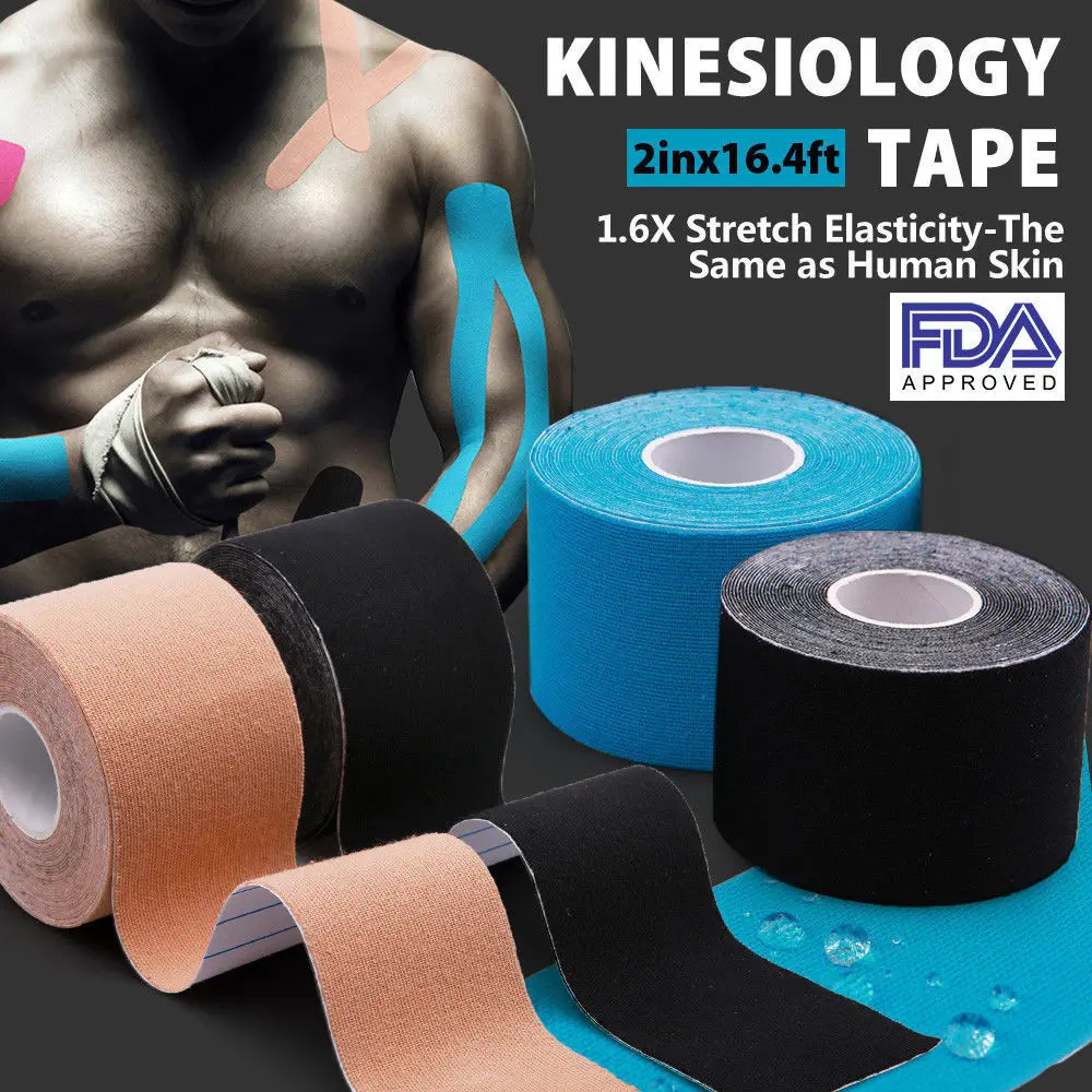 5M New Athletic Elastic Physio Sports kinesiology Rock Tape Waterproof Muscle Bandage 5cmx5m |