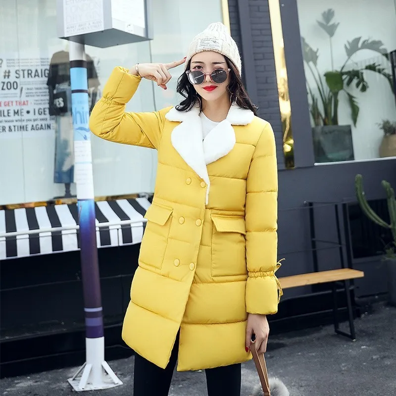 2019 new fashion black Winter Coat Women Slim Snow Outwear Mid Long Wadded Jacket Thick Cotton Padded Warm Parkas MY34 | Женская одежда