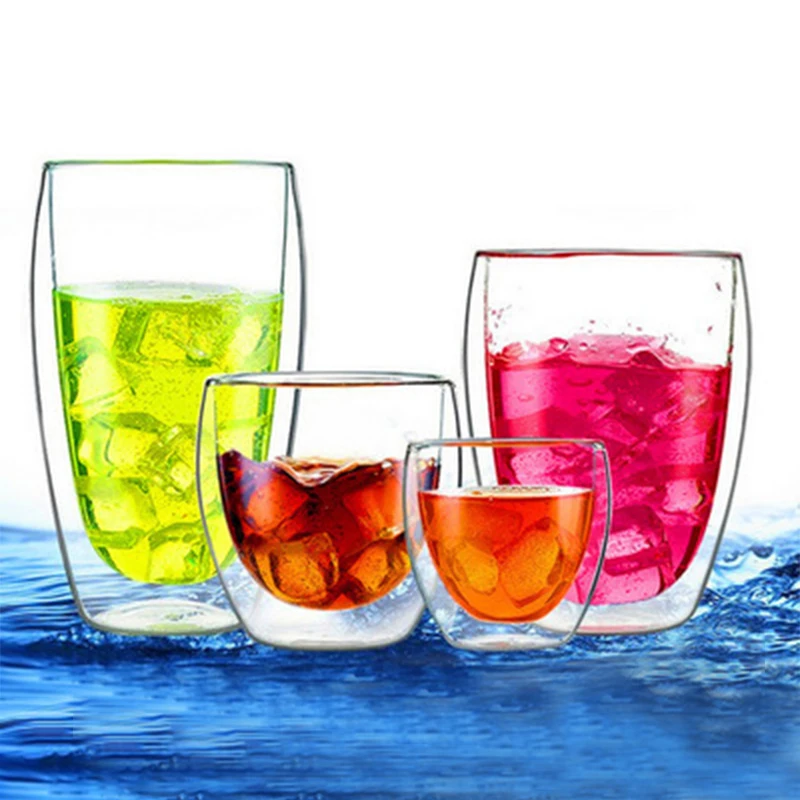 Двойной настенный стеклянный креативный кофе чашка кружки для сока молоко кафе 1