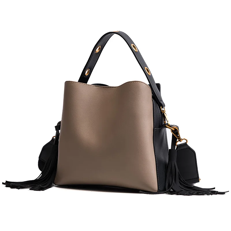 

Bags for women handbag designer New color tassel bucket bag Korean version of the wild shoulder bag female portable retro