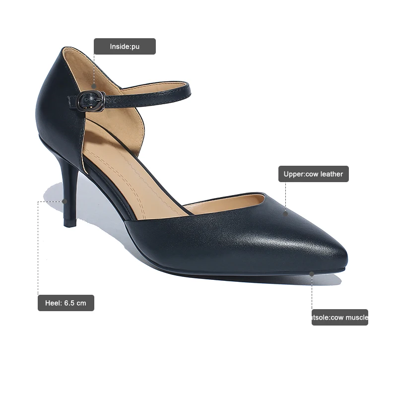 Женские кожаные сандалии ISNOM на высокой шпильке с острым носком для офиса лето 2018