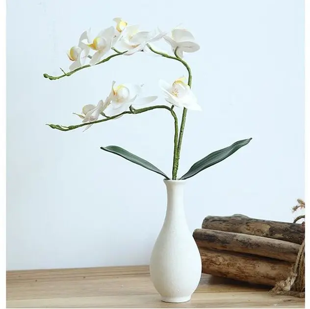Goede Kunstmatige Orchidee Simulatie Bloem Groene Plant Met Bladeren Voor Thuis Bruiloft Woonkamer Tv Bureau Arrangement Decoratieve