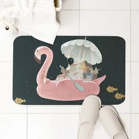 flamingo carpet slim toilet door mat bathroom non slip water absorbing quick drying rug