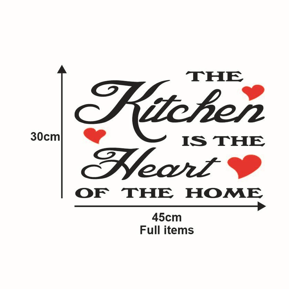 The Kitchen is Heart of Home Wall Stickers Removable DIY Letter Sticker Vinyl Decals Accessories|Наклейки на стену| |