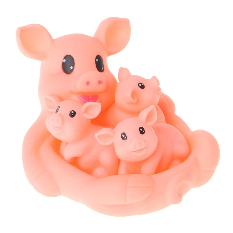 1 HBB милые животные поплавок Squeeze звук скрипучий душ вода детская Ванна игрушки набор - Цвет: 1