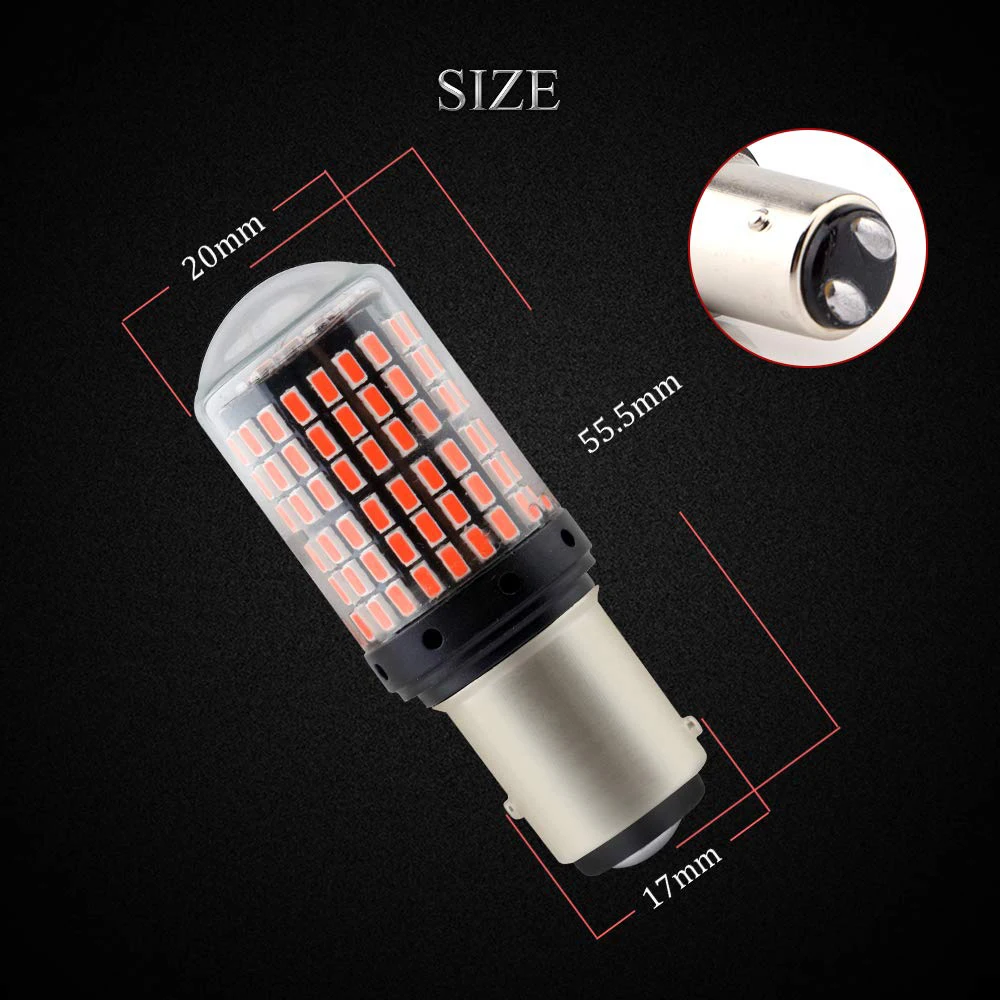 Красный СВЕТОДИОД Canbus 1157 P21W BAY15D 3014 144SMD без ошибок поворотники автомобиля 2