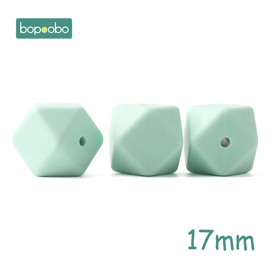 17mm Mint Bopoobo 5 шт. 14 мм Силиконовые шестигранные шарики силиконовые Детские Прорезыватели 17 мм силиконовые бусины для ожерелья безопасные игрушки силиконовые крошечные стержни - Цвет: 17mm Mint