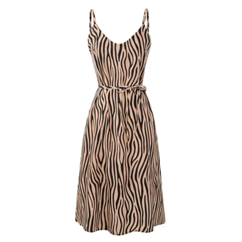 Лето 2019 новый стиль Женский Повседневный Сарафан без рукавов в полоску Свободное