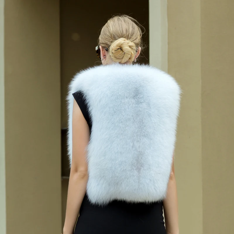 2020 Новый Горячая распродажа! 100% реальное изображение синего меха лисы Жилет