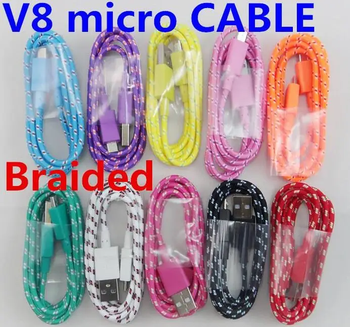 Нейлоновые плетеные шнуры хорошего качества 3 фута 6 футов 10 Micro USB волоконный