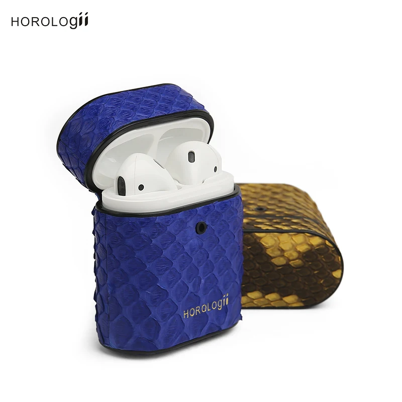 

Horologii бесплатно персонализированные для кожи питона airpods чехол синий цвет Прямая поставка
