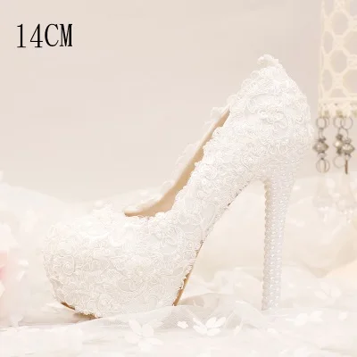 Heel 14cm Г. женские туфли-лодочки королевской королевы белые свадебные туфли на шнуровке женская обувь на высоком каблуке 10-13 см милые вечерние туфли принцессы на платформе - Цвет: Heel 14cm