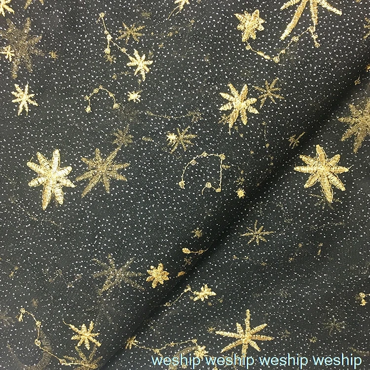 3 ярда Золотая Звезда бронзовая ткань с вышивкой кружевная сетчатая для