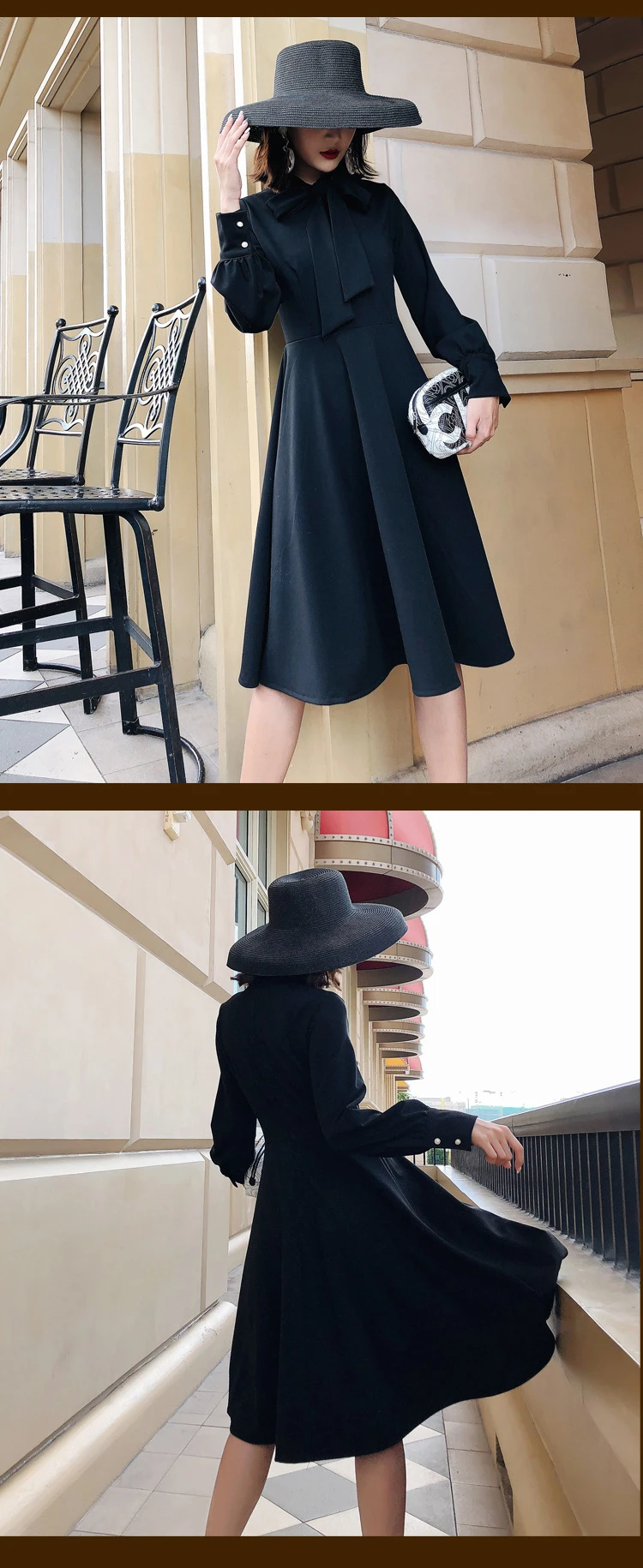 Fashion women temperament holiday bow a-line dress new arrival high quality comfortable solid color sweet cute formal dress