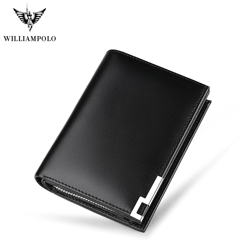Брендовый короткий кошелек WILLIAMPOLO мужской из натуральной кожи маленький на
