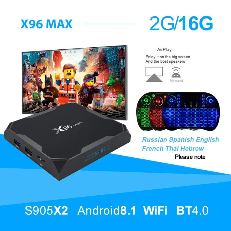 X96 Max Android 8,1 Amlogic S905X2 LPDDR4GB 64GB quad core tv BOX 2,4G 5G Wifi BT 1000M H.265 4K60fps Smart tv box X96Max - Цвет: 2G16G Add I8 light